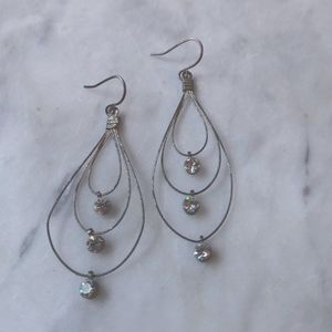 Light silvertone and jewel earrings